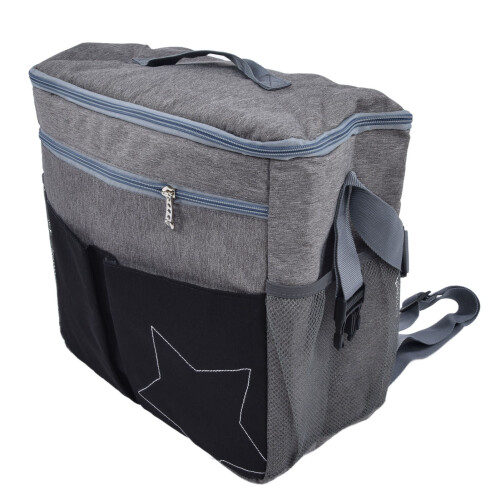(Gray) Large Waterproof Black Diaper Bag Backpack 2