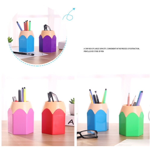 Contrast Color Pencil-Shaped Pen Cup & Desk Organizer 2