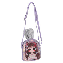 (Purple) Children Glitter Sequins Messenger Bag Portable Cute Backpack Purple