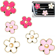 6 Pcs Daisy Flower Air Vent Clip Accessories Air Conditioning Outlet Clip Car Air Freshener Dashboard Accessories Charm Car Inter Decor(3 cm, 3.3 cm,