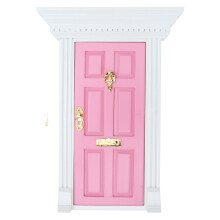 (Pink) 1:12 Puppenhaus Holztür Miniaturmöbel Weiß