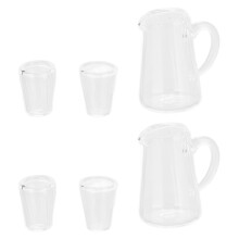 (Mini Clear Teapot Cups) 6x Miniatur-Teekanne mit Tassen, klar