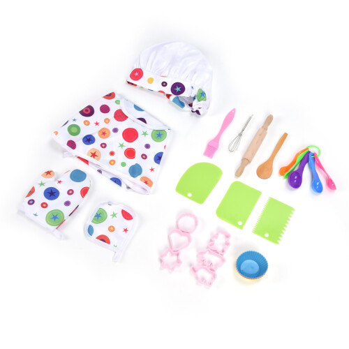 26 Pcs Kids Chef Set Baking Apron 2