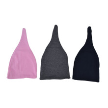 (Pink/Navy Blue/Dark Gray Free Size) 3x Babyhaube Baumwolle Strickrosa Marine Grau