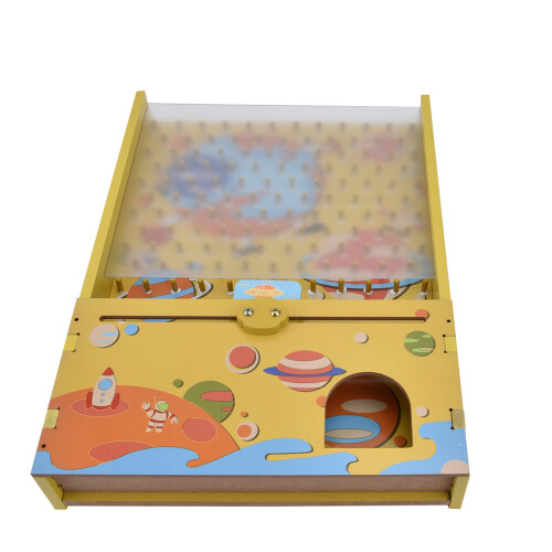 (Yellow) Tabletop Pinball Game Educational Toy Set Green 1