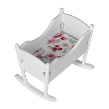 1:12 Wooden Dollhouse Baby Bed White Cradle DIY Craft