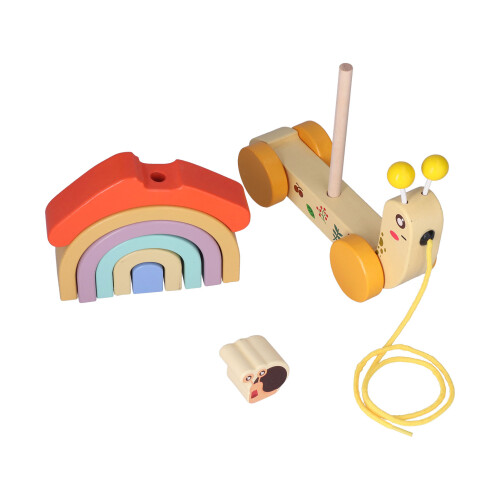 Beech Wooden Snail Pull-Along Toy for Toddlers 1