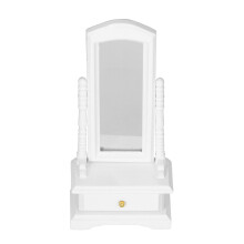 (White) 1:12 Dollhouse Dressing Mirror with Drawer Mini Furniture White