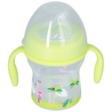 (Cute Flamingo Pattern) Trinkbecher für Babys ab 3 Monate, trinkfest mit Griff
