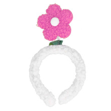 (Rose Red) Schattig Bloem Hoofdband Zachte Doek Haarband Wit