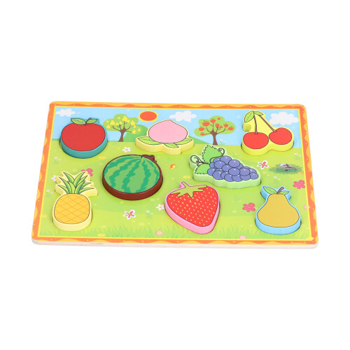(Fruits) Wood Peg Puzzles Fruits Shape Chunky Educational 2