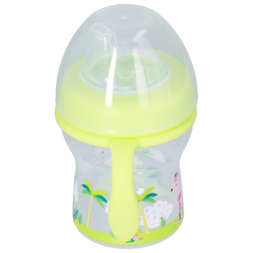 (Cute Flamingo Pattern) Leakproof Duckbill Learning Cup Green 3M+ 2