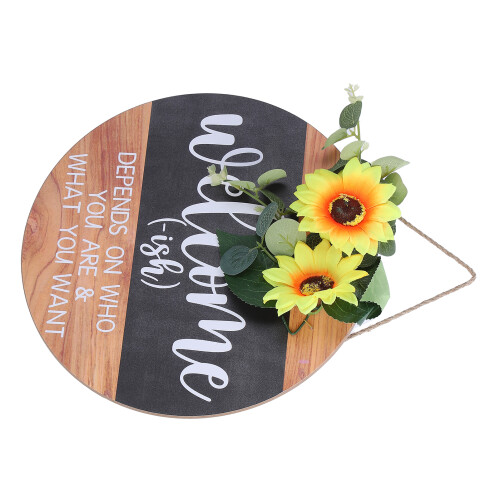 Willkommens-Türschild mit Sonnenblumenkranz 2