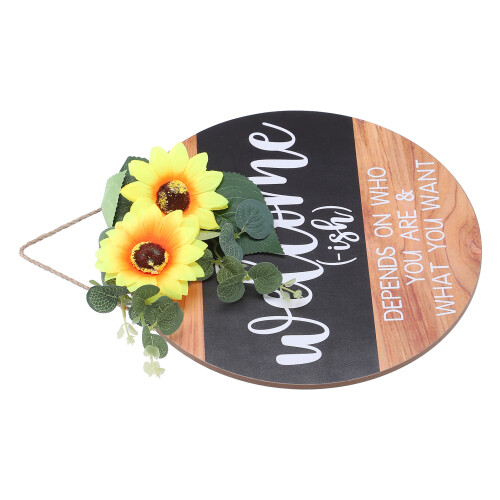 Willkommens-Türschild mit Sonnenblumenkranz 1