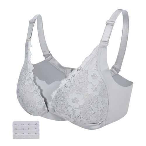 (Gray 40/90) Damen-Spitzen-Still-BH Grau 34/75