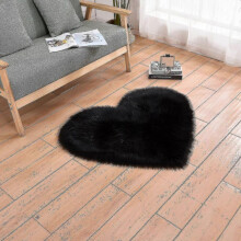 Heart Shaped Rug Soft Faux Sheepskin Fur Tflycq for Home Sofa Floor Mat Plush( Size,Color : 120x180cm-Black