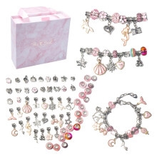 DIY Perlen-Schmuck-Bausatz Pink, Zubehör für Kinder Mädchen Jungen