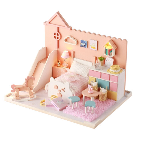 Holz-Dollhouse-Bausatz, Miniaturmodell, Kinder 1