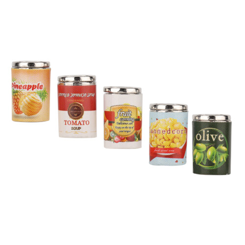 (Fruit Can Models) 5Pcs Mini Dollhouse Drink Accessories Mini Fruit Can Models 1