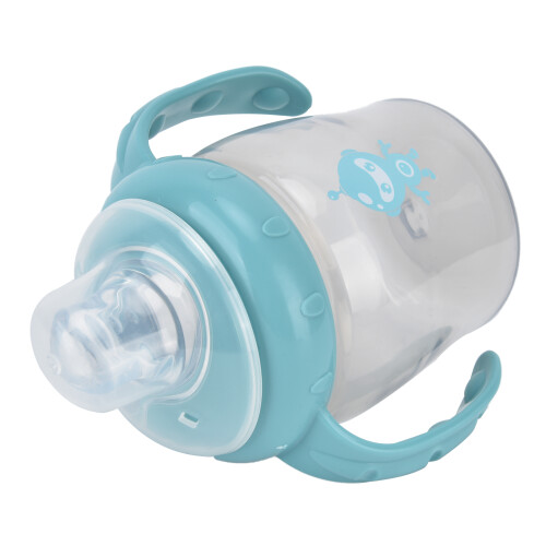Baby Bottle Robot Cup with Soother Two Handles Blue 1