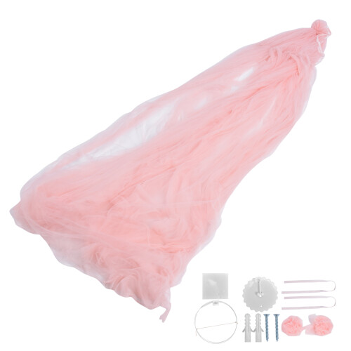 (Pink) Prinses Bed Canopy Net Muggenbescherming Koepel Grijs 2