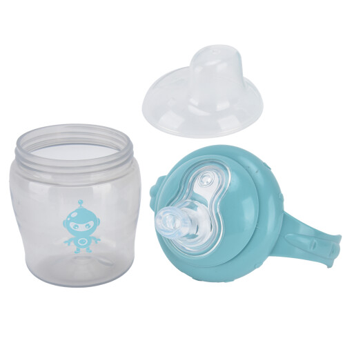 Baby Bottle Robot Cup with Soother Two Handles Blue 2