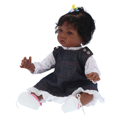 Bambola realistica pelle nera 55cm regalo bimba 1