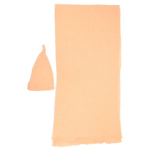 (Orange Hat + Blanket) 2Pcs Mohair Baby Props Orange 2