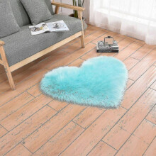 Heart Shaped Rug Soft Faux Sheepskin Fur Tflycq for Home Sofa Floor Mat Plush( Size,Color : 40x50cm-Light Blue