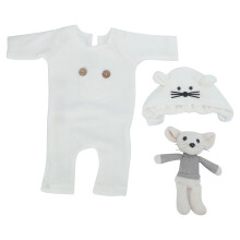 (White Hat + Doll + Rompers) Baby Foto Outfit Strampler Mit Hut Maus Puppe Set