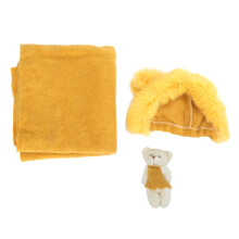 (Yellow Hat + Wrap + Doll) Babyfoto-Props: Niedlicher Neugeborener Wickel-Hut Bär Hellblau