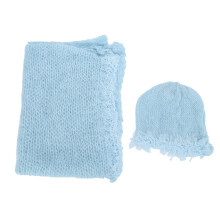 (Light Blue Hat + Wrap) Baby Foto-Hut-Satz Helllila