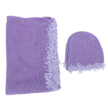 (Light Purple Hat + Wrap) Baby Foto-Hut-Satz Helllila