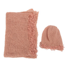 (Pink Hat + Wrap) Baby Foto-Hut-Satz Rosa