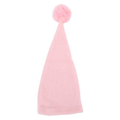 (Pink) Langschwanz-Pompon-Babyhut, 0-1 Monat, Hellbraun