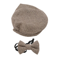 (Coffee Gentleman Hat + Bowtie) Flachmütze mit Fliege für Babyfotos Schwarz Grau