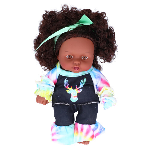 (Q8‑048C) Lebensechte Puppe Schwarze Haare Mädchen Spielzeug