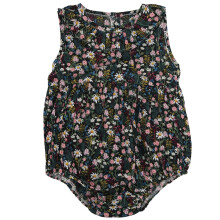 (Black 90cm) Neugeborener Baby-Overall Sommer ärmellos mit Blumen Schwarz 73cm