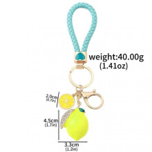 Fruit Bag Charm Keychain - Gold Key Chain, Cute Purse Handbags Accessories - Beautiful Gift for Women  Yellow Pumpkin    Yellow Pumpkin