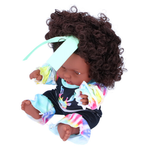 (Q8‑048C) Lebensechte Puppe Schwarze Haare Mädchen Spielzeug 2