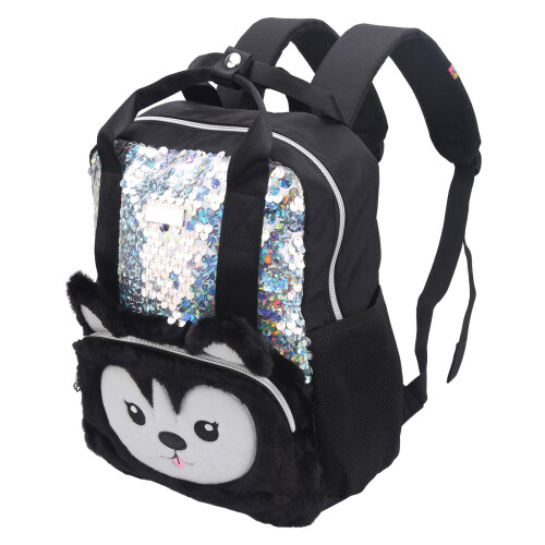 (Black) Cartoon Sequins Backpack Adjustable Shoulder Strap Kids Handbag Black 1