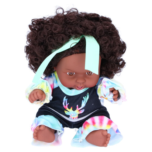(Q8‑048C) Lebensechte Puppe Schwarze Haare Mädchen Spielzeug 1