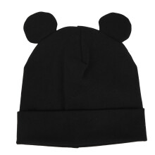 (Black) Baby-Mütze aus Baumwolle, Winter, gestrickt, schwarz