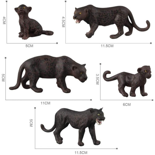 5x Schwarzer Panther Plüschfigur - Waldtier-Modelle 1