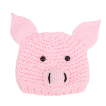 (Pink) Baby-Strickmütze mit Tiermotiven, Blau