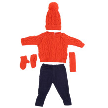 (Q18-789 Orange pour poupée de 43 cm) 18in Doll Clothes Set: Sweater, Pants, Hat, Scarf, Gloves Rose Red
