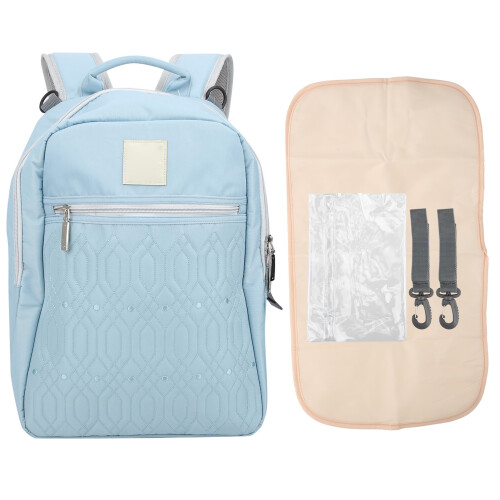 (Blue) Portable Diaper Bag Large Capacity Waterproof Backpack Blue