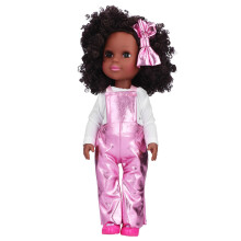 (Q14‑50 Bright Pink) 14-Zoll-Reborn-Puppe Schwarzhaut Mädchen Geschenk Pink