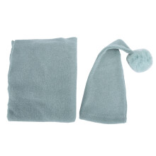 (Baby Photography Props) 2Pcs Newborn Baby Photography Props Hat Blanket Wrap Toy Set