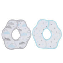 (Cloud Type) 2pcs Cotton Drooling Bibs Cute Cloud Print Absorbent Baby